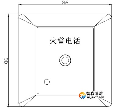 GST-LD-8312 型消防電話插孔外形尺寸及結(jié)構(gòu)示意圖