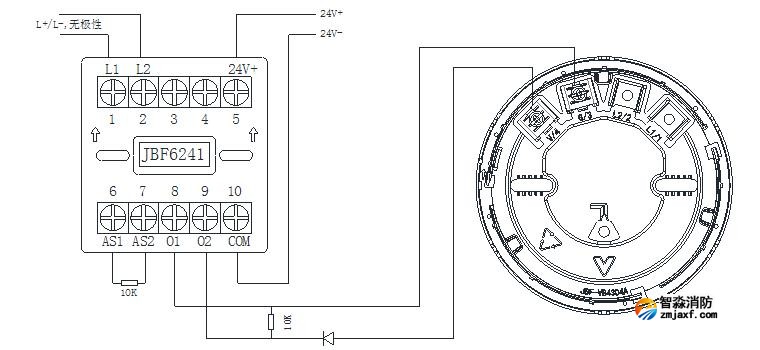 JBF1374火災光警報器接線圖