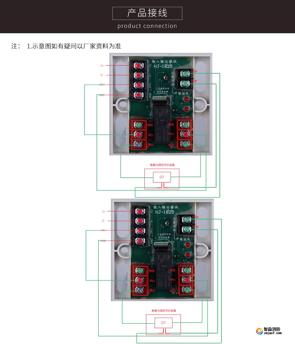 HJ-1825輸入/輸出模塊產品接線圖