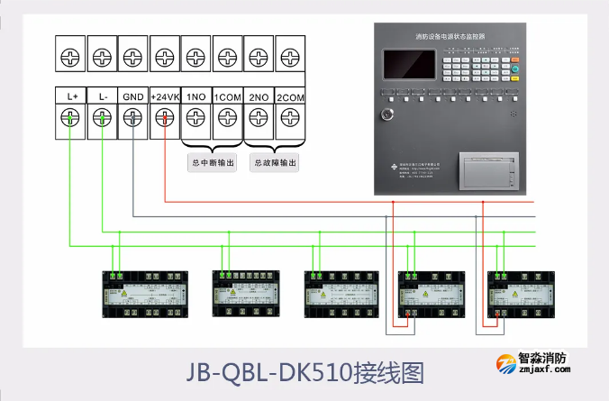 JB-QBL-DK510消防設備電源狀態(tài)監(jiān)控器接線圖