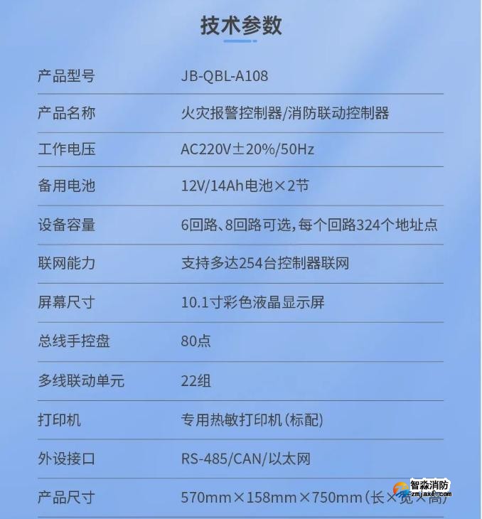 JB-QBL-A108火災報警控制器（聯動型）技術參數