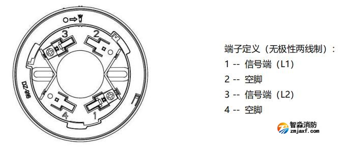 JTY-GD-930P型點型光電感煙火災探測器接線端子圖