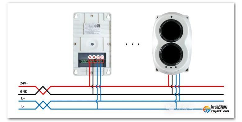 JTY-H-JBF4382C線型光束感煙火災探測器四線制接線圖